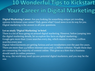 10 Wonderful Tips to Kickstart Your Career in Digital Marketing