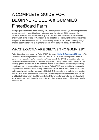 A COMPLETE GUIDE FOR BEGINNERS DELTA 8 GUMMIES | FingerBoard Farm