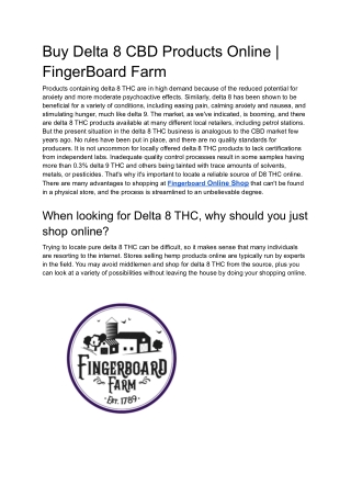 Buy Delta 8 CBD Products Online | FingerBoard Farm