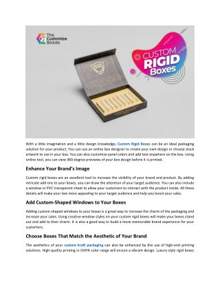 How Custom Rigid Boxes Make Your Product a High-End Brand?