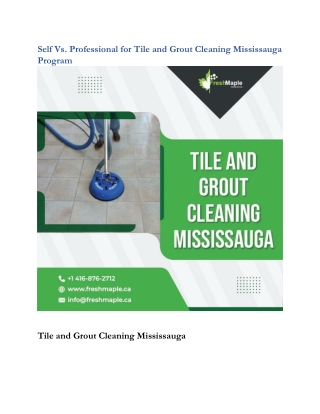 Self Vs.Professional for Tile and Grout Cleaning Mississauga Program