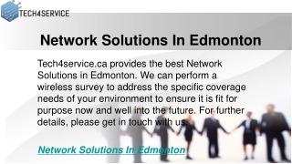 Network Solutions In Edmonton  Tech4service.ca