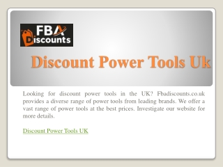 Discount Power Tools Uk | Fbadiscounts.co.uk