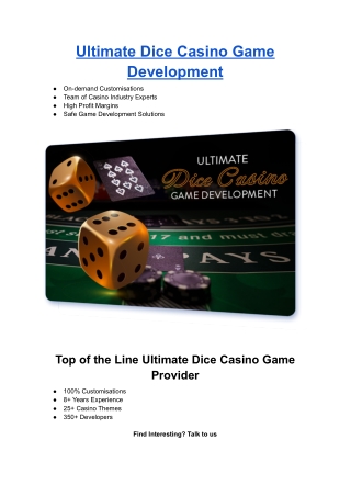 Ultimate Dice Casino Game Development