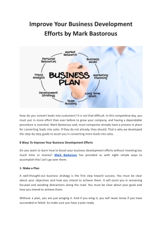 Improve Your Business Development Efforts by Mark Bastorous