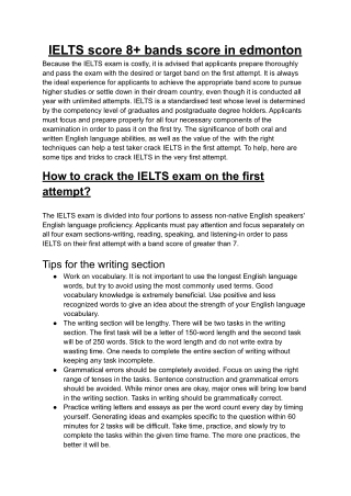 ielts score 8  bands score in edmonton