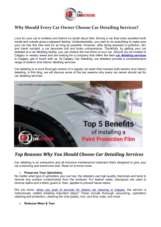 Why Should Every Car Owner Choose Car Detailing Services