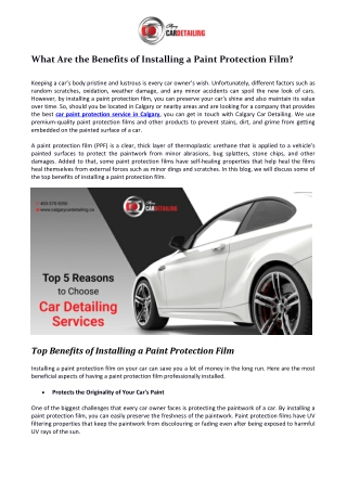 What Are the Benefits of Installing a Paint Protection Film