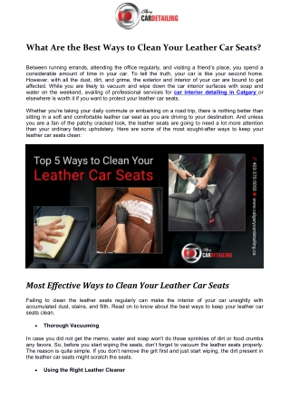 What Are the Best Ways to Clean Your Leather Car Seats