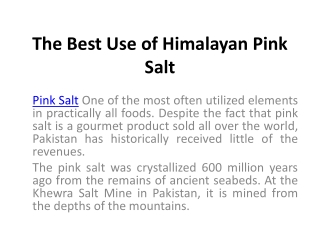 The Best Use of Himalayan Pink Salt