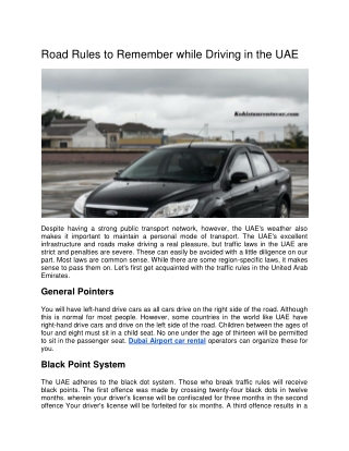 Road Rules to Remember while Driving in the UAE