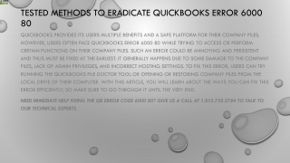 Step by step  guide to resolve QuickBooks Error 6000 80