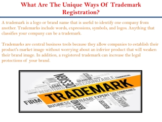 What Are The Unique Ways Of Trademark Registration?