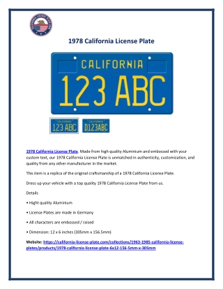 1978 California License Plate