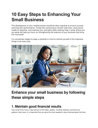 10 Easy Steps to Enhancing Your Small Business