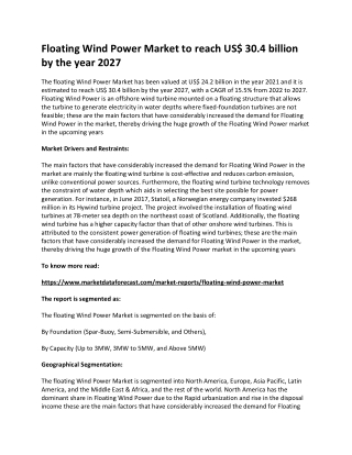 Floating Wind Power Market