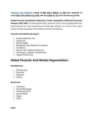 Peracetic Acid Market