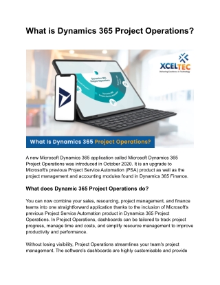 What is Dynamics 365 Project Operations?