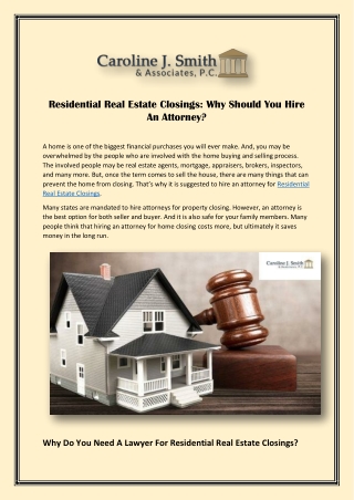 Hiring A Residential Real Estate Closings