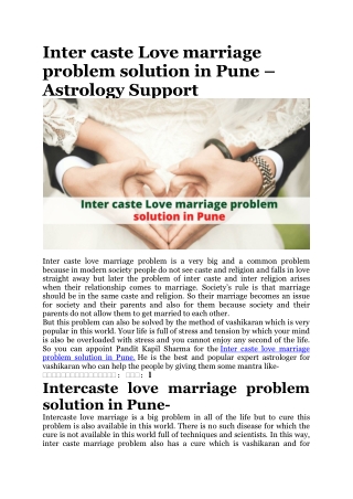 Inter caste Love marriage problem solution in Pune – Astrology Support