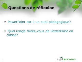 Questions de réflexion