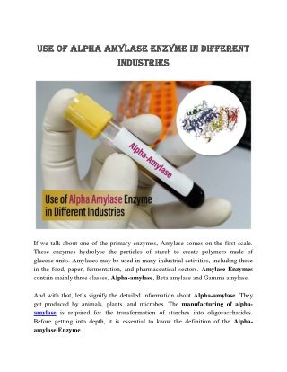 Use of Alpha Amylase Enzyme in Different Industries