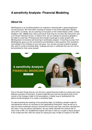A sensitivity Analysis- Financial Modeling