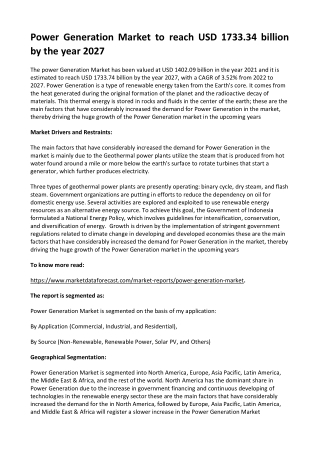 Power Generation Market
