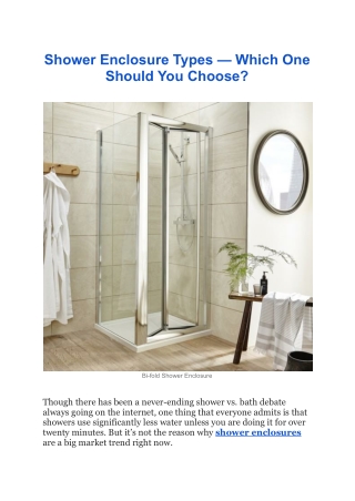 Shower Enclosure Types — Which One Should You Choose