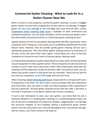 Commercial Gutter Cleaning - What to Look For in a Gutter Cleaner Near Me