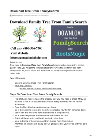 Download Tree From FamilySearch