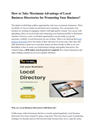 How to Take Maximum Advantage of Local Business Directories for Promoting Your Business.docx