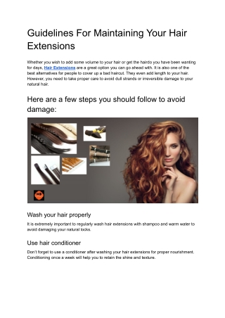 Guidelines For Maintaining Your Hair Extensions