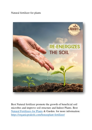Natural fertilizer for plants