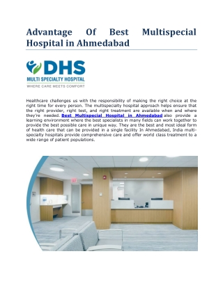 Advantage Of Best Multispecial Hospital in Ahmedabad