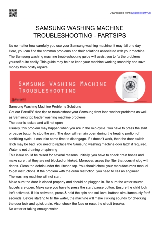 Samsung washing machine troubleshooting-partsips