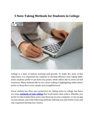 5 Note-Taking Methods for Students in College