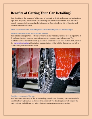 Benefits of Getting Your Car Detailing?