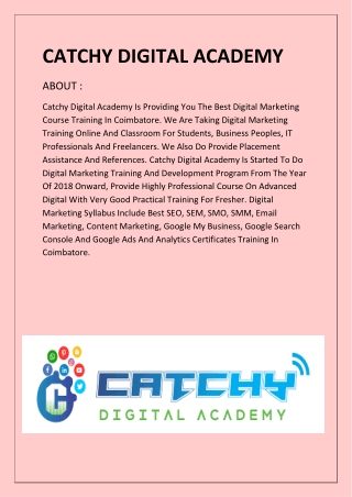 digital marketing course in coimbatore with certificate catchy