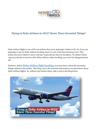 Flying in Delta Airlines in 2022 Know These Essential Things!