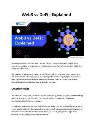Web3 vs DeFi : Explained