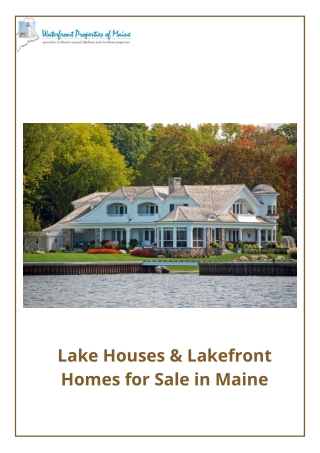 Lake Houses & Lakefront Homes for Sale in Maine