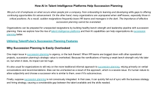 How AI in Talent Intelligence Platforms Help Succession Planning