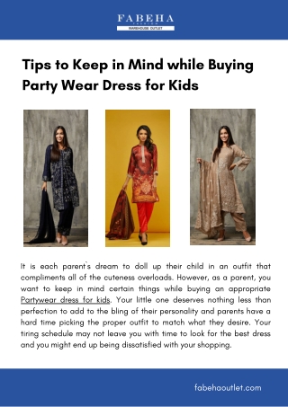 Tips to Keep in Mind while Buying Party Wear Dress for Kids