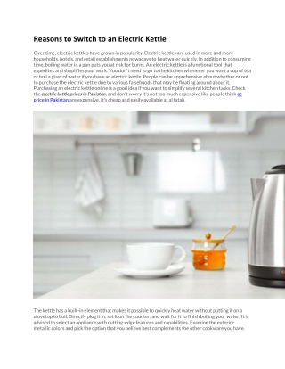 Reasons to Switch to an Electric Kettle