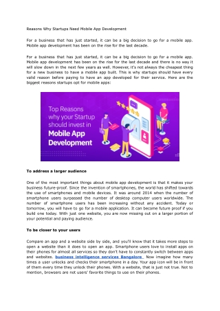 Reasons Why Startups Need Mobile App Development - Google Docs