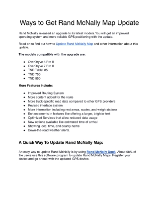 Ways to Get Rand McNally Map Update