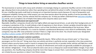 Things to know before hiring an executive chauffeur service