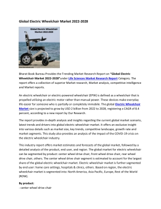 Global Electric Wheelchair Market 2022-2028