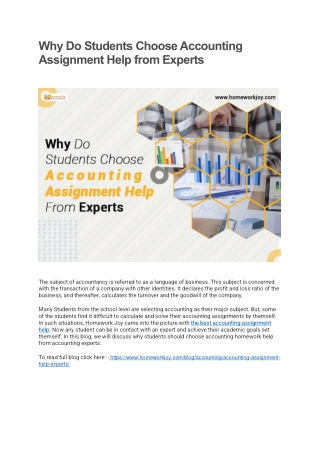 Why Do Students Choose Accounting Assignment Help from Experts
